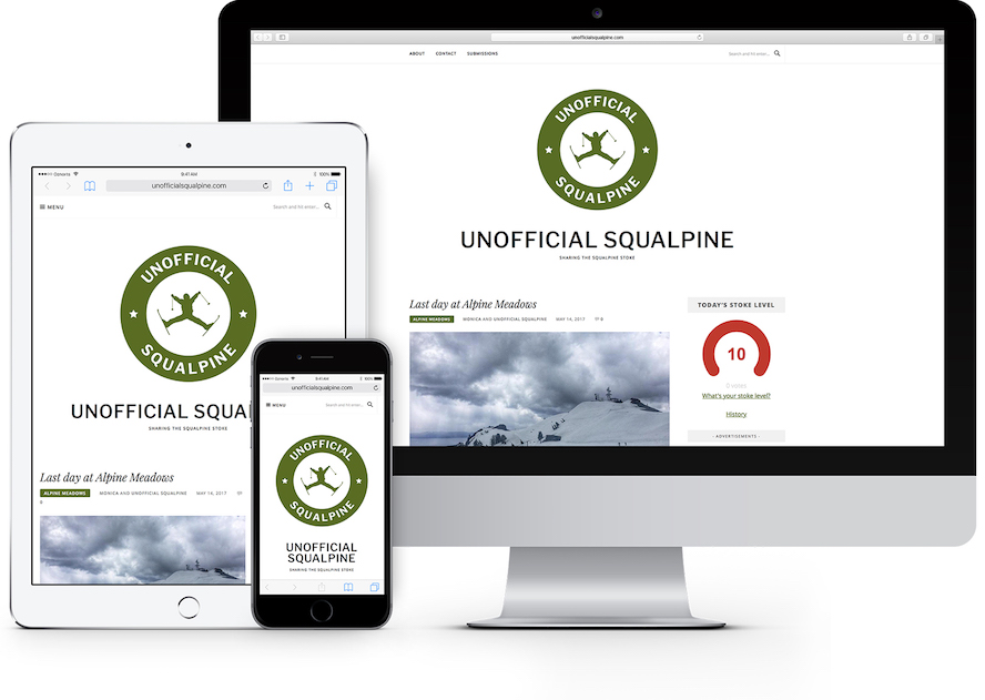 unofficialsqualpine.com on an iMac, iPhone, and iPad